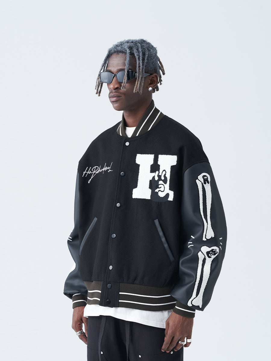 Skeleton Woolen Varsity Jacket
