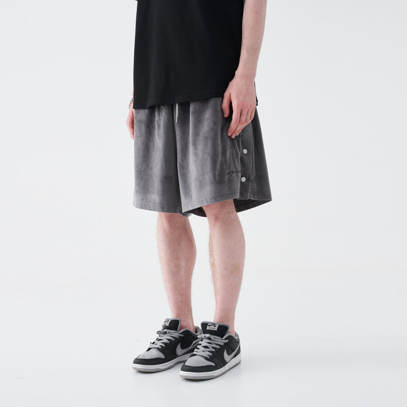 Velvet Embroidered Handwriting Logo Shorts