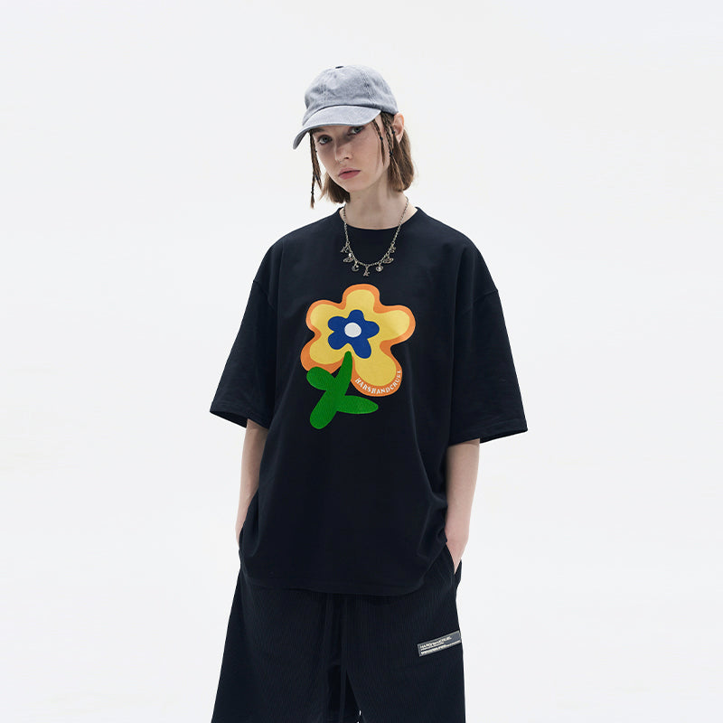 Handpainted Flower Printed Tee