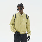 Contrast Panels Faux Leather Jacket