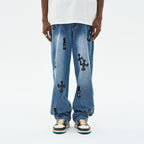 Religious Candles Embroidered Denim