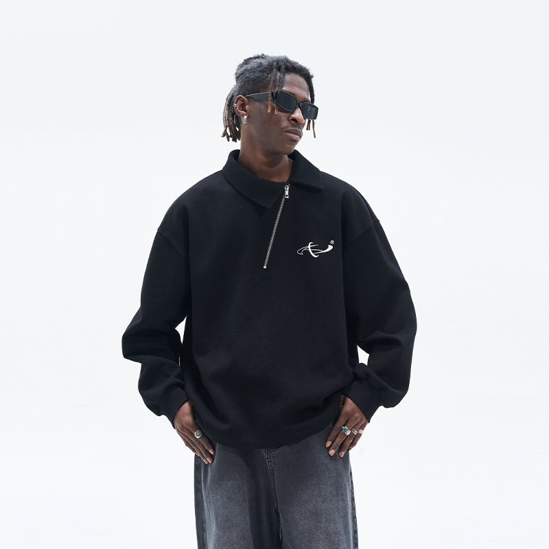 Zipper Asymmetric Polo Shirt