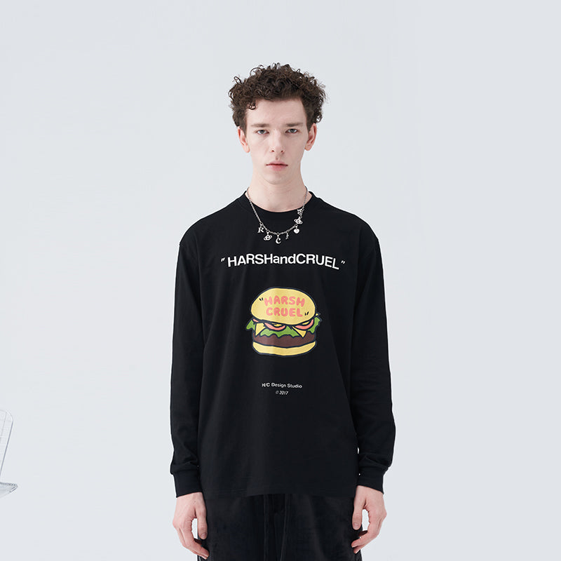 Burger Print Logo Long Sleeve Tee