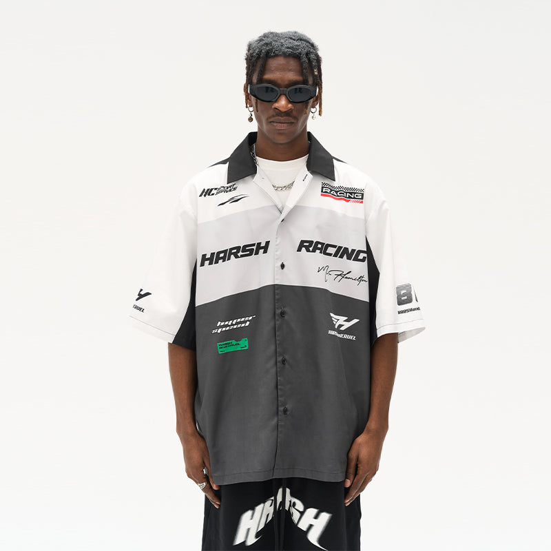 Colorblock Logo Racing Printed Shirt