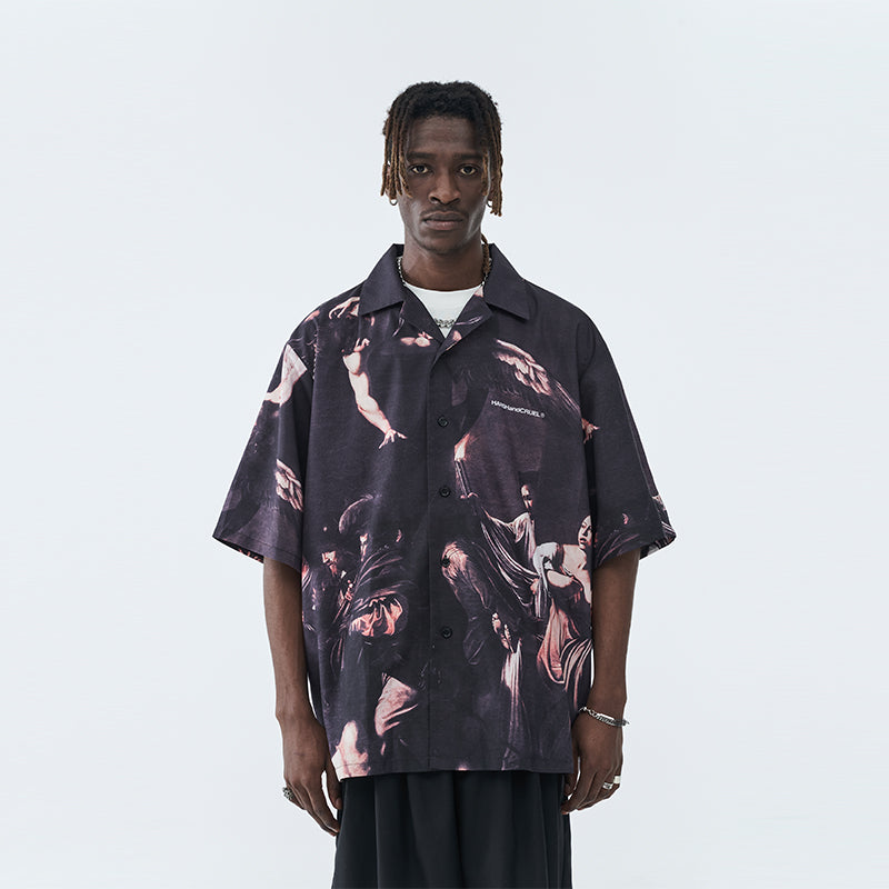 Classical Oil Painting Cuban Shirt