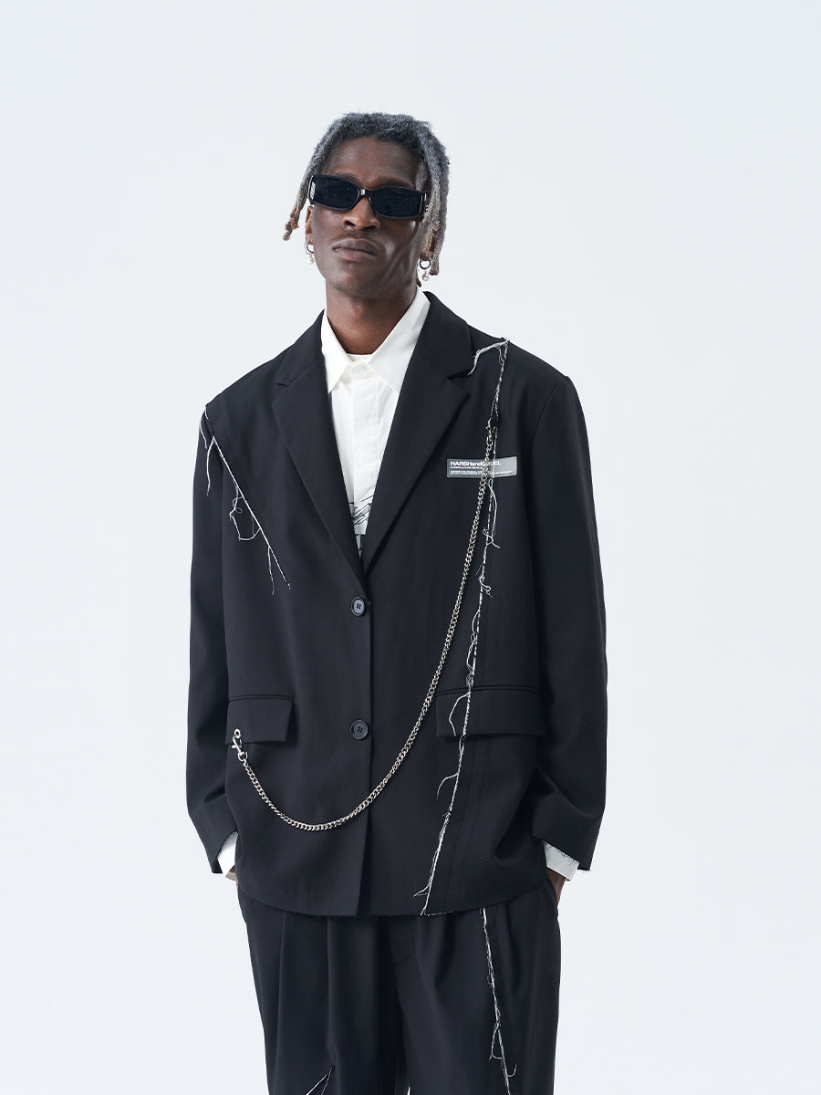 Detachable Chain Deconstructed Suit Jacket