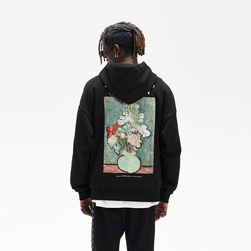 Abstract Floral Print Hoodie