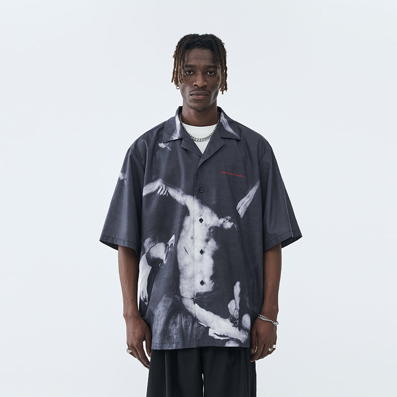 Religious Oil Painting Cuban Shirt