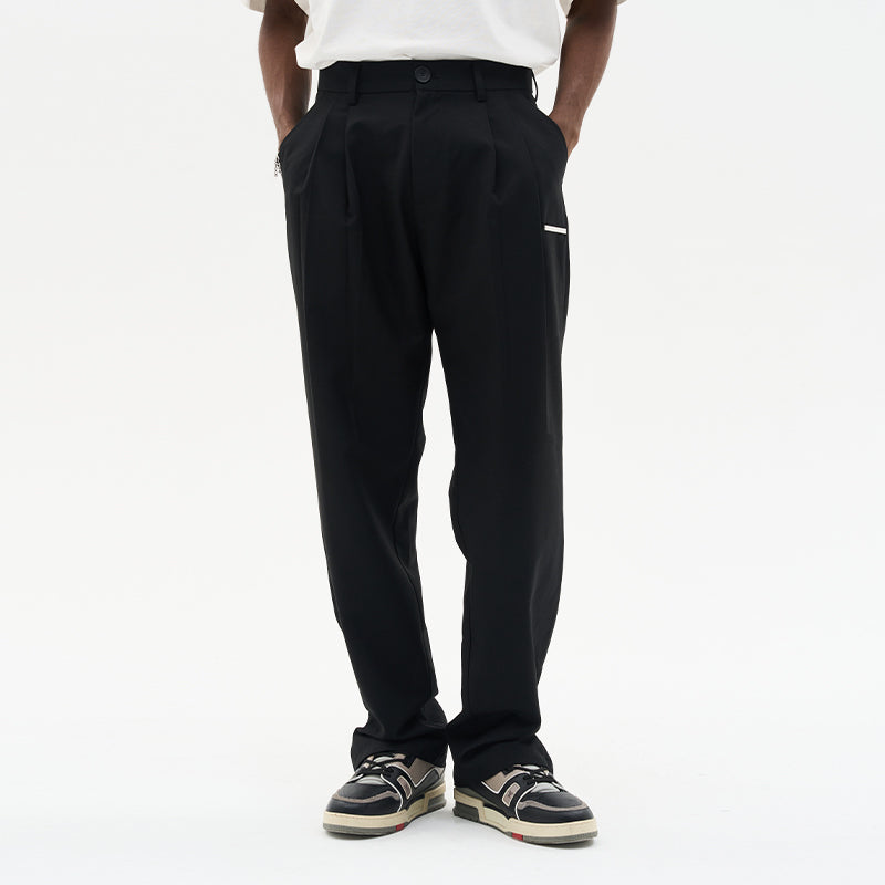 Zipper Basic Loose Trousers