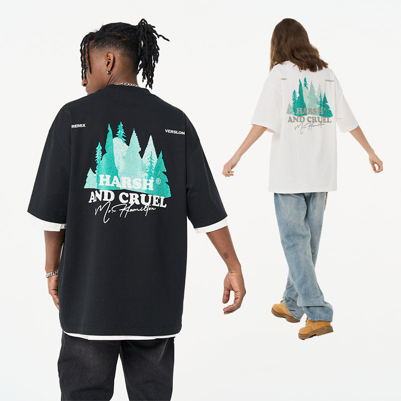 Handpainted Wood Printed Tee