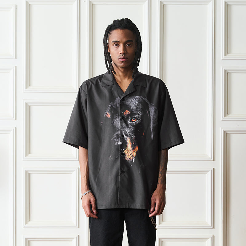 Rottweiler Printed Cuban Shirt