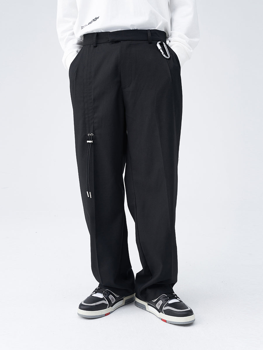 Carabiner Pleated Loose Suit Trousers