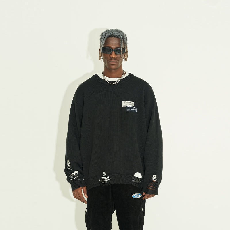 Distressed Logo Sweater