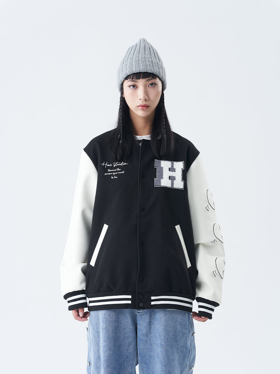 Embroidered Broken Hearts Varsity Jacket