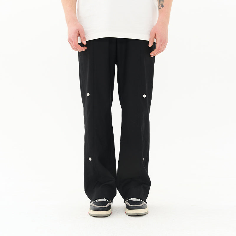 Magnetic Buttons Stitching Loose Trousers