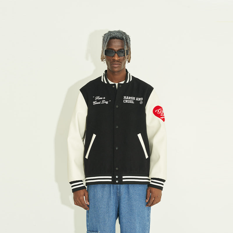 Good Day Embroidered Varsity Jacket