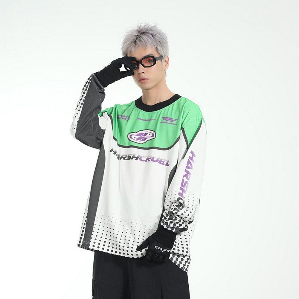 Round Neck Logo Racing L/S Tee