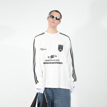 Load image into Gallery viewer, Embroidered Logo Striped Jersey L/S Tee
