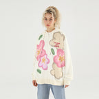Cartoon Flowers Zipper Sweater