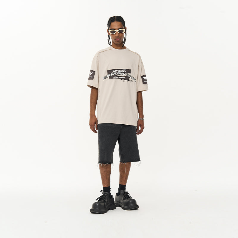 3D Embroidered Patches Logo Racing Tee