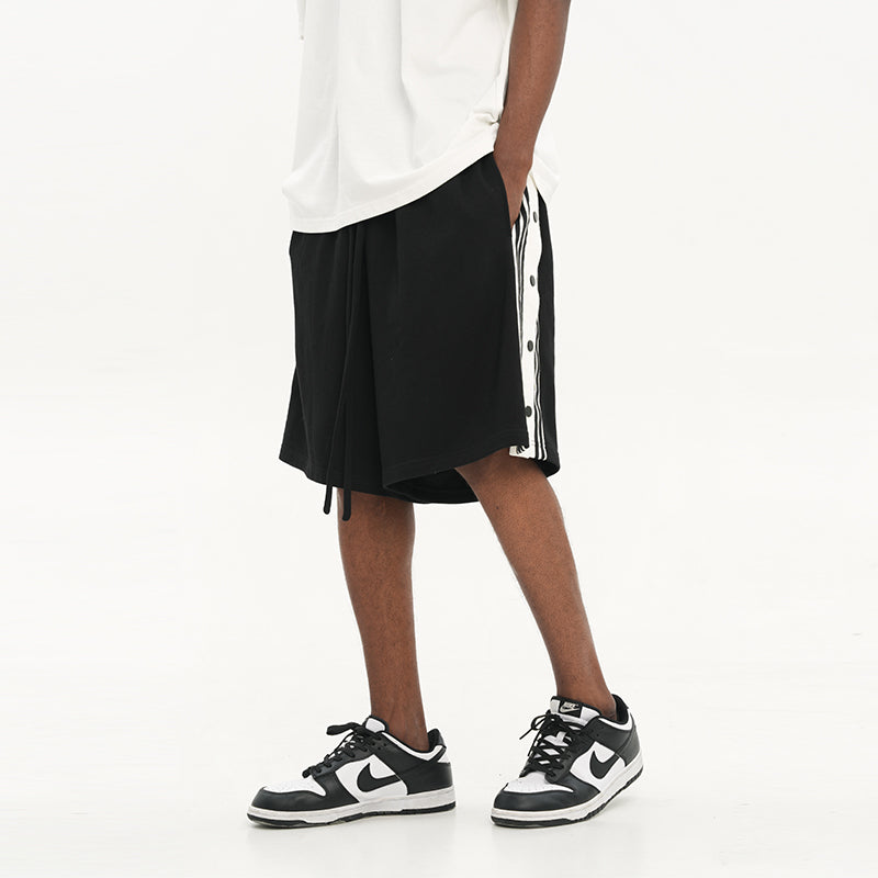 Side Striped Basic Loose Shorts