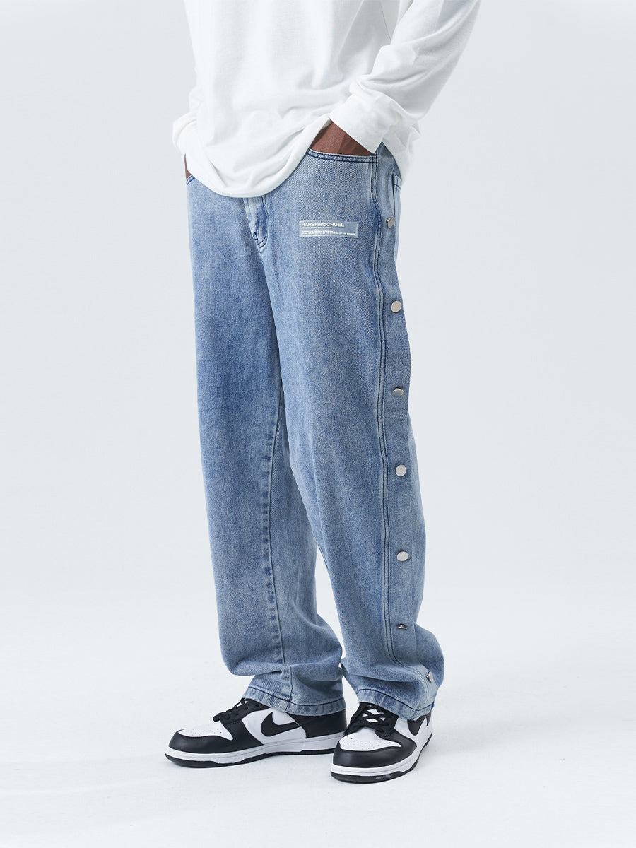 Logo Breasted Straight Denim