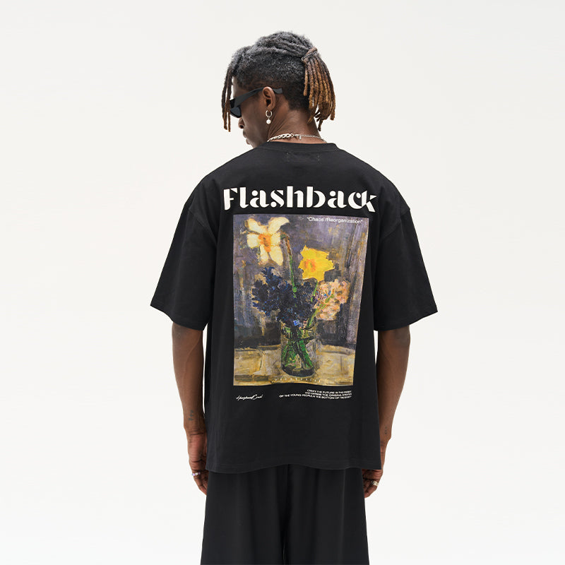 Oil Painting Flowerpot Printed Tee