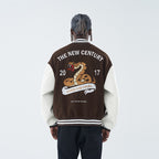 Snake Embroidered Varsity Jacket