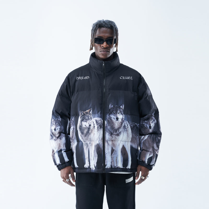 Wolf Print Down Jacket