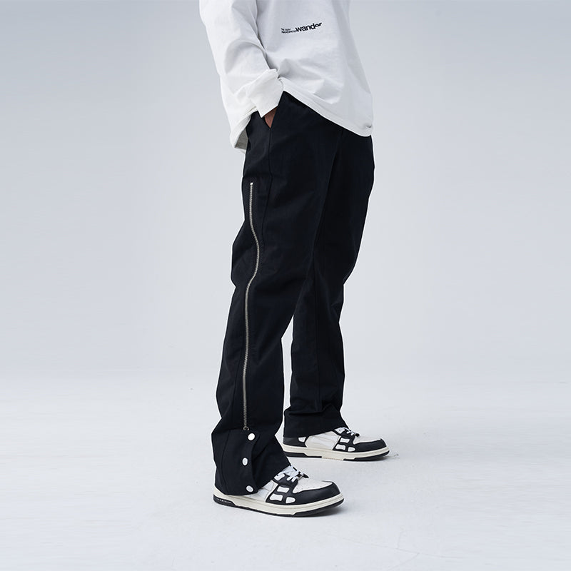 Zipper Snap Flared Pants