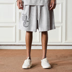 Gothic Logo Suede Shorts