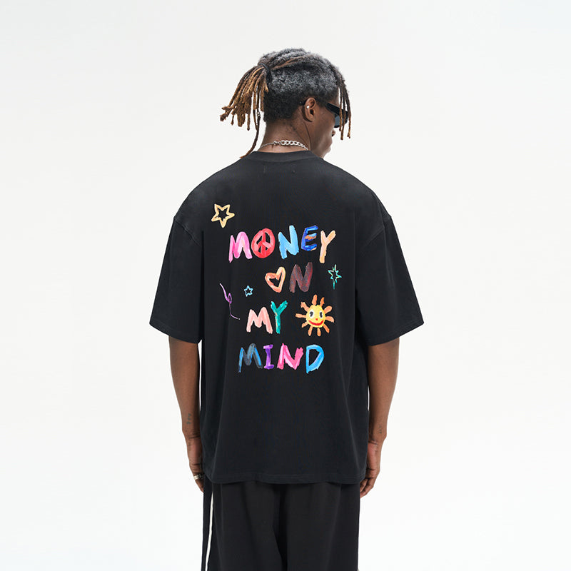 Handpainted Slogan Printed Tee