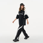 Stitching Loose Round Neck Logo Tee