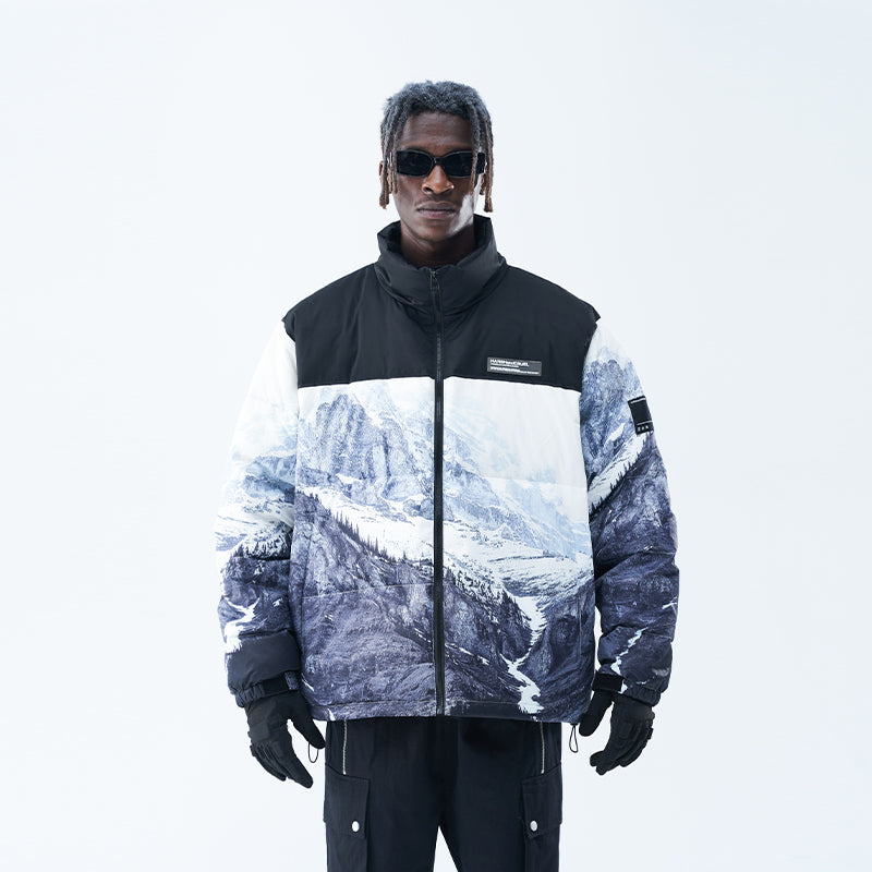 Snow Mountain Full Print Down Jacket