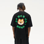 Cartoon Tiger Logo Ring Printed Tee