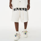 Embroidered Gothic Logo Checkered Shorts