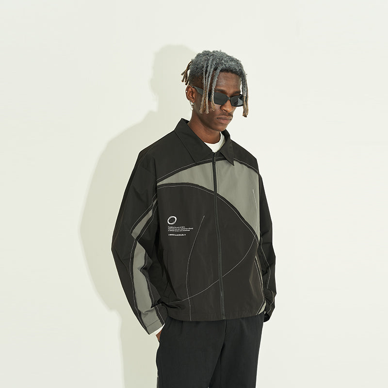 Contrast Stitching Curved Jacket