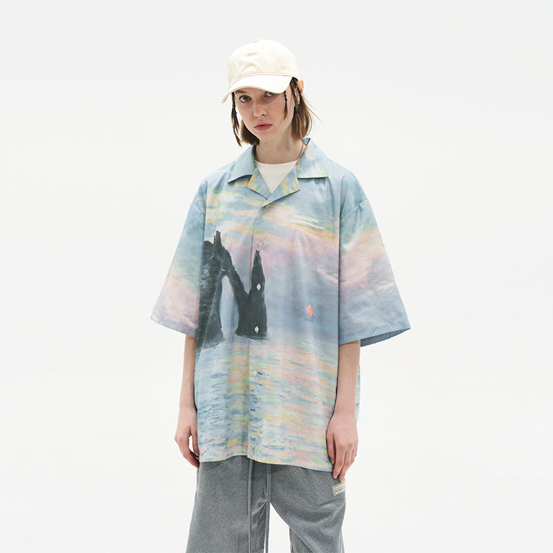 Impressionist Sunset Oil Painting Shirt