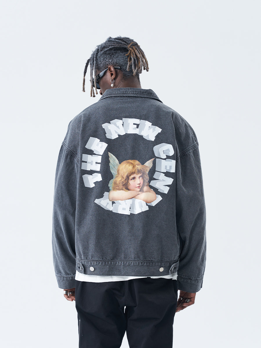 3D Angel Ring Denim Jacket