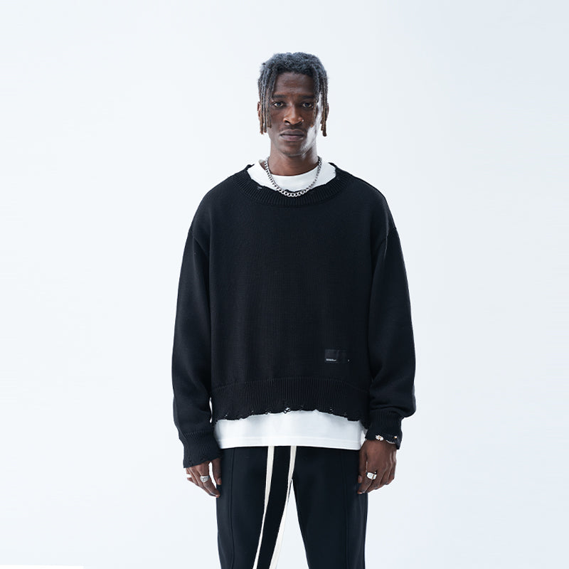 Patch Distressed Sweater