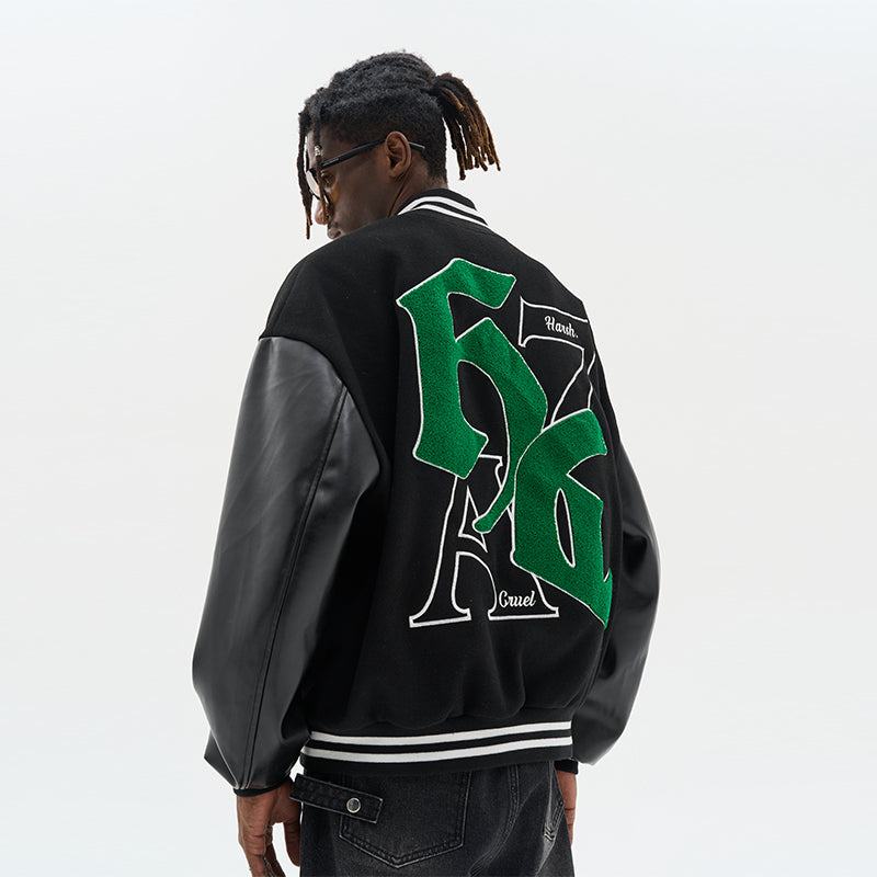 Goth Font Embroidered Varsity jacket