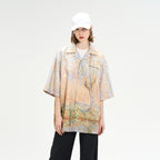 Forest Lake Oil Painting Full Print Cuban Shirt