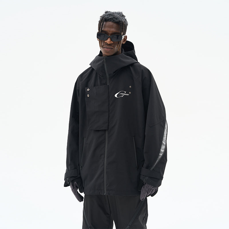 Deconstructed Functional Rubberized Zipper Jacket