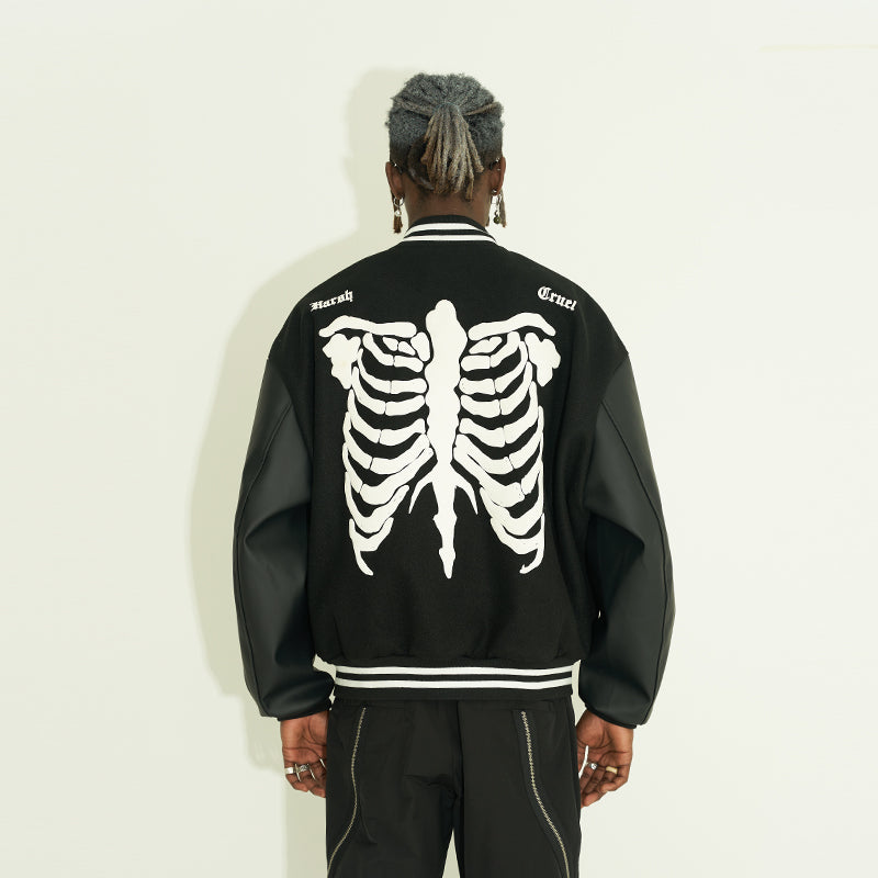 Skeleton Embroidered Varsity Jacket – Harsh and Cruel