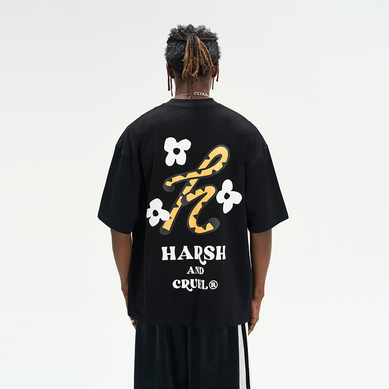 Handpainted Flowers Logo Printed Tee