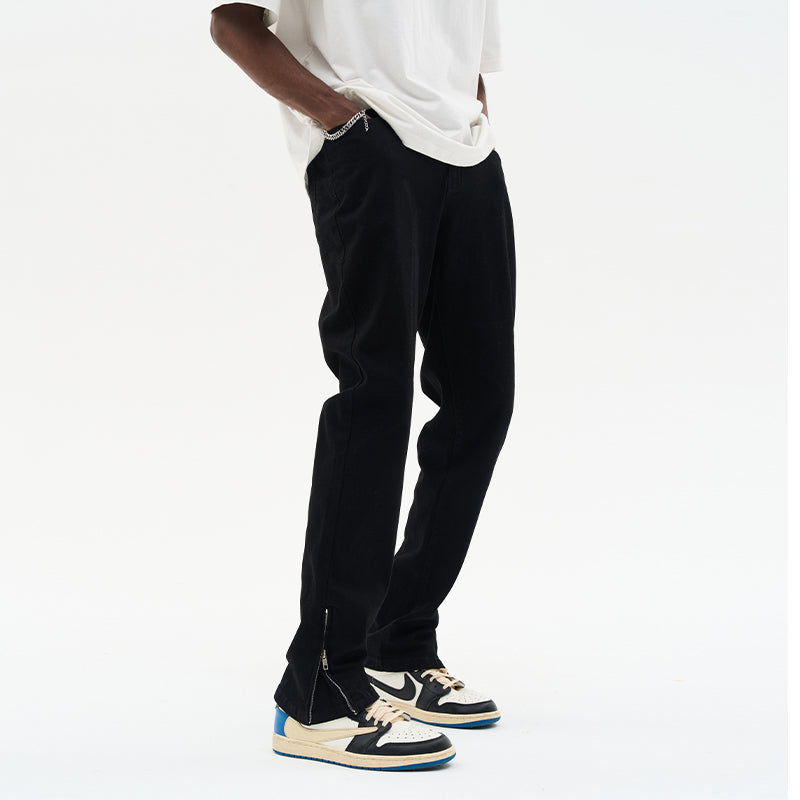 Casual Zipper Flared Denim