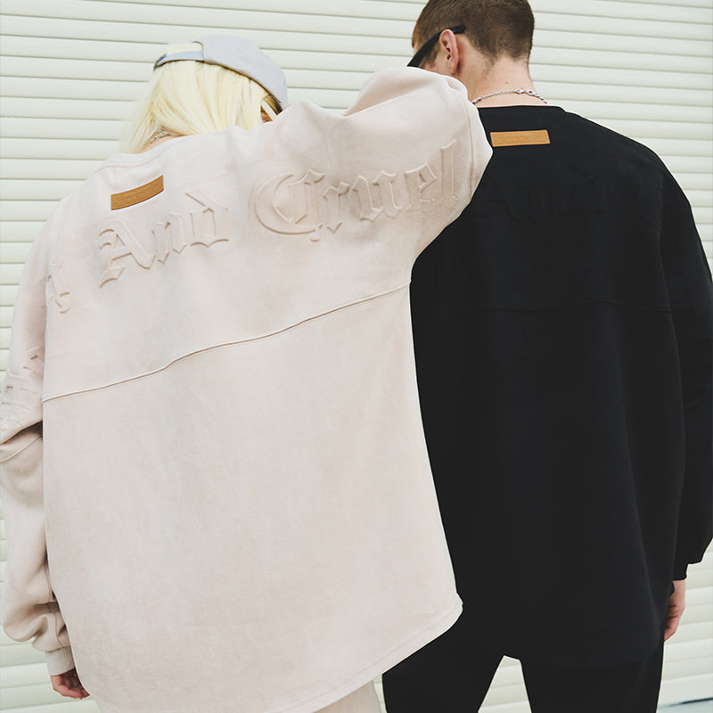 Embossed Gothic Logo Suede L/S Tee