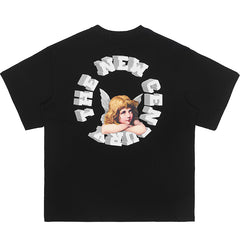 HARSH AND CRUELTシャツ半袖 エンジェル ロゴ ゴシック 男女兼用 HARSH AND CRUEL Tシャツ 半袖 エンジェル ロゴ 大人気 男女兼用