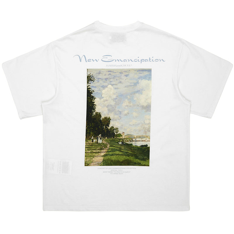 Monet Oil Painting Handwriting Logo Tee
