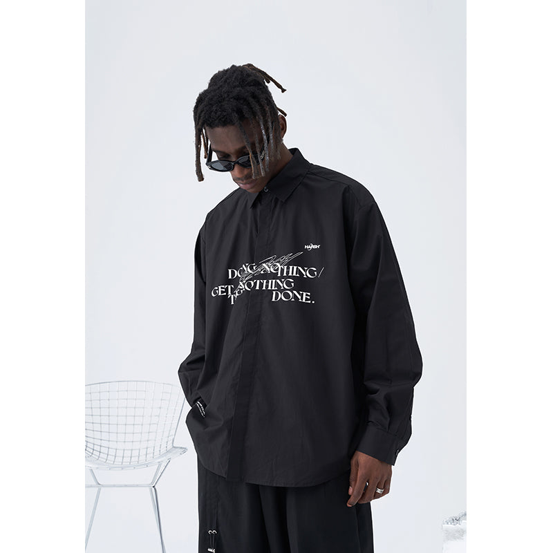 Doing Nothing Print Button Down Shirt